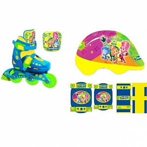 Набор раздвижных роликов с алюминиевой рамой, размер 30-33 и комплекта защиты с шлемом, дизайн Фиксики (Shantou, FIX(30-33)ASETsim)